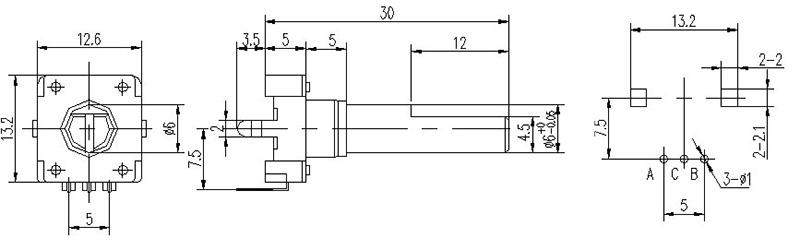 Codificador rotatorio 12mm eje plano aislado, EC12-1
